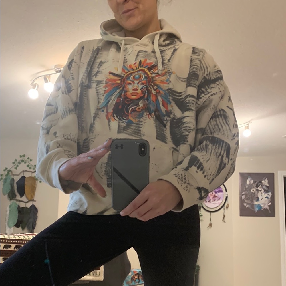Graphic Hoodie with Native American Design